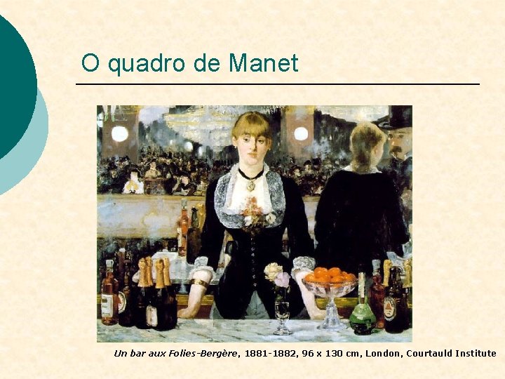 O quadro de Manet Un bar aux Folies-Bergère, 1881 -1882, 96 x 130 cm,