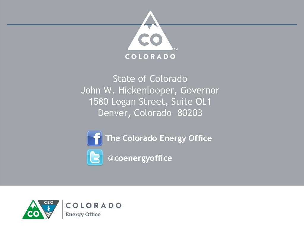 State of Colorado John W. Hickenlooper, Governor 1580 Logan Street, Suite OL 1 Denver,