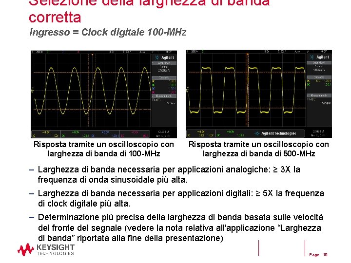 Selezione della larghezza di banda corretta Ingresso = Clock digitale 100 -MHz Risposta tramite