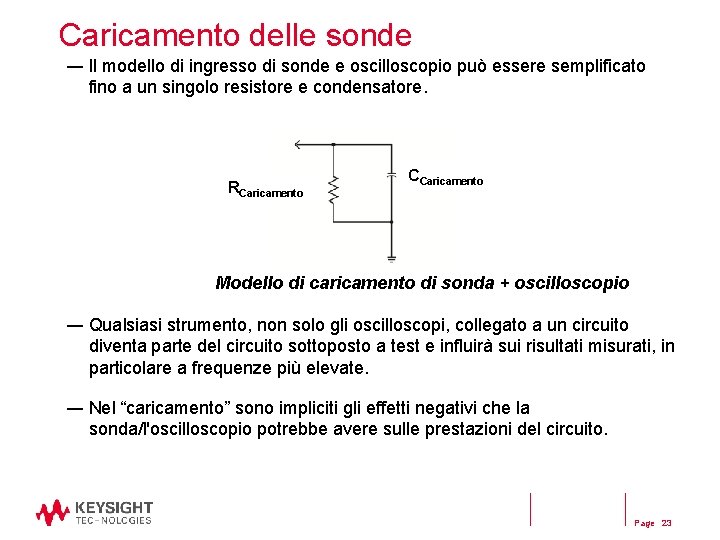 Caricamento delle sonde ― Il modello di ingresso di sonde e oscilloscopio può essere