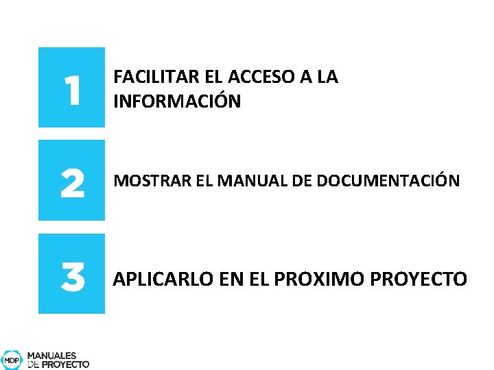 FACILITAR EL ACCESO A LA INFORMACIÓN MOSTRAR EL MANUAL DE DOCUMENTACIÓN APLICARLO EN EL