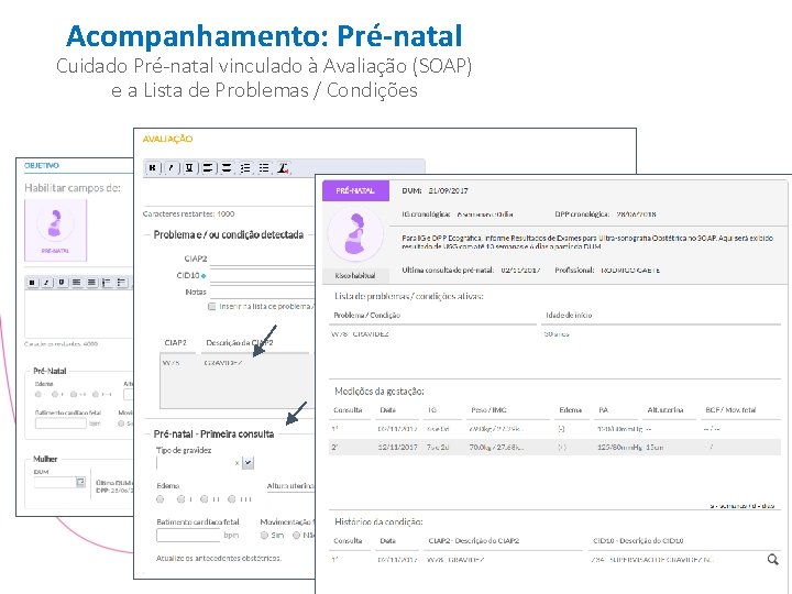 Acompanhamento: Pré-natal Cuidado Pré-natal vinculado à Avaliação (SOAP) e a Lista de Problemas /