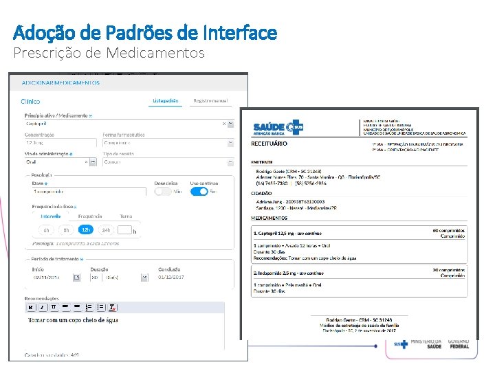 Adoção de Padrões de Interface Prescrição de Medicamentos 