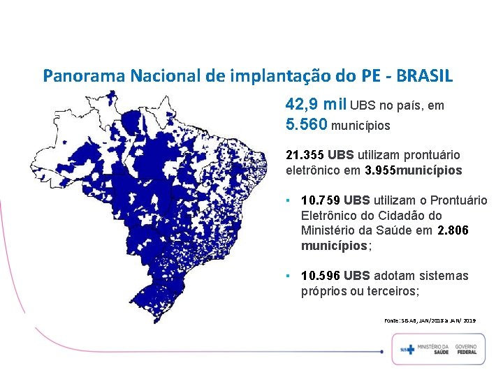 Panorama Nacional de implantação do PE - BRASIL 42, 9 mil UBS no país,