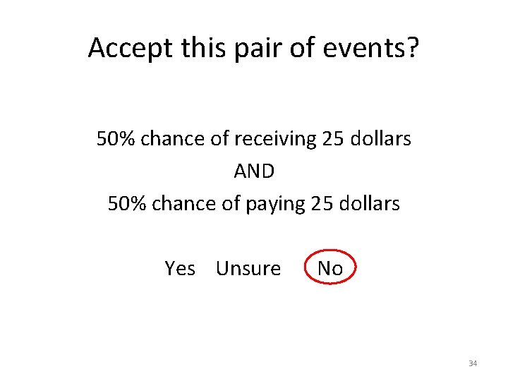 Accept this pair of events? 50% chance of receiving 25 dollars AND 50% chance