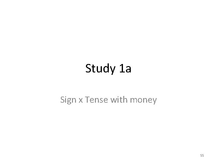 Study 1 a Sign x Tense with money 55 