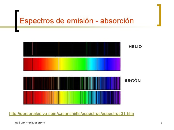 Espectros de emisión - absorción HELIO ARGÓN http: //personales. ya. com/casanchi/fis/espectros 01. htm José