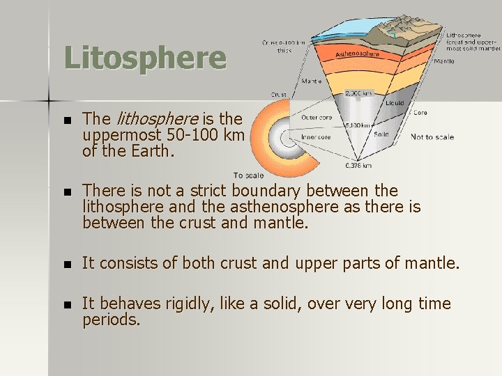 Litosphere n The lithosphere is the uppermost 50 -100 km of the Earth. n Litosphere n The lithosphere is the uppermost 50 -100 km of the Earth. n