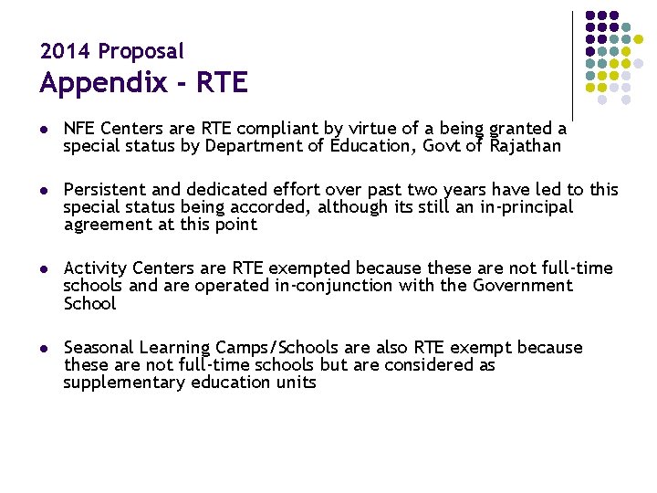 2014 Proposal Appendix - RTE l NFE Centers are RTE compliant by virtue of