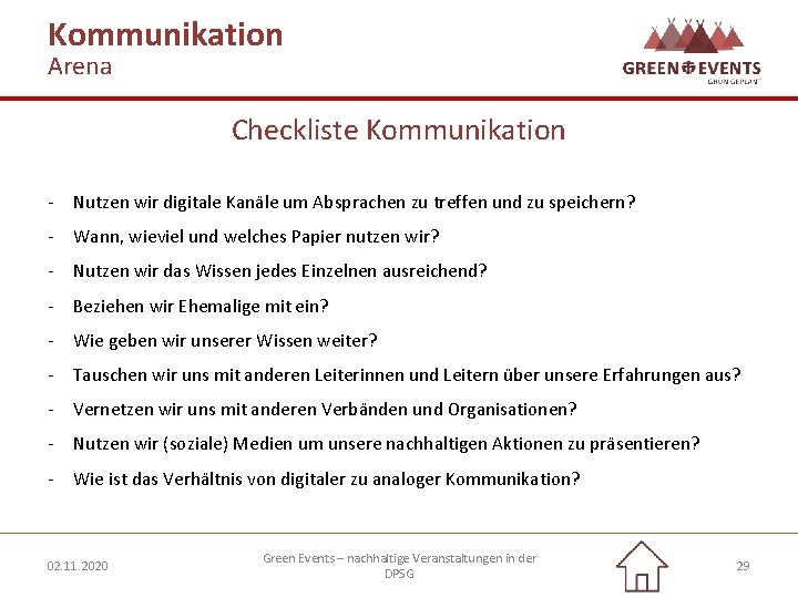 Kommunikation Arena Checkliste Kommunikation - Nutzen wir digitale Kanäle um Absprachen zu treffen und