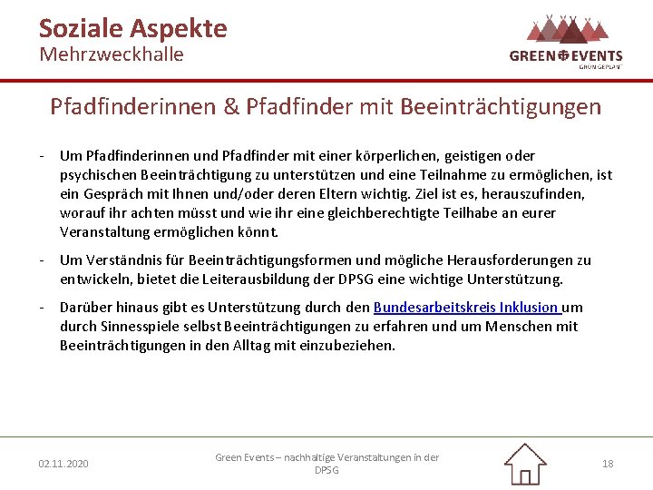 Soziale Aspekte Mehrzweckhalle Pfadfinderinnen & Pfadfinder mit Beeinträchtigungen - Um Pfadfinderinnen und Pfadfinder mit