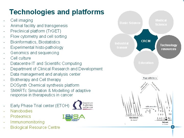 Technologies and platforms - Cell imaging Animal facility and transgenesis Preclinical platform (Tr. GET)