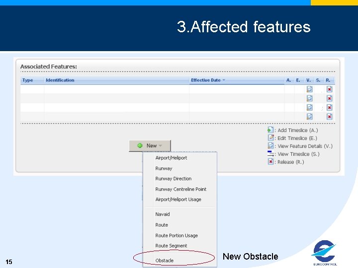 3. Affected features 15 New Obstacle 