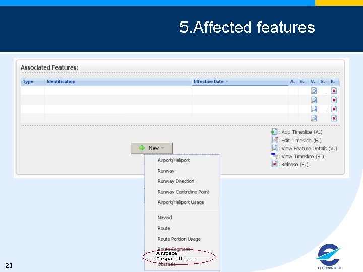 5. Affected features Airspace Usage 23 