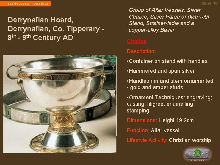 Slide 18 Theme 2, Unit 4, Lesson 2 b Derrynaflan Hoard, Derrynaflan, Co. Tipperary