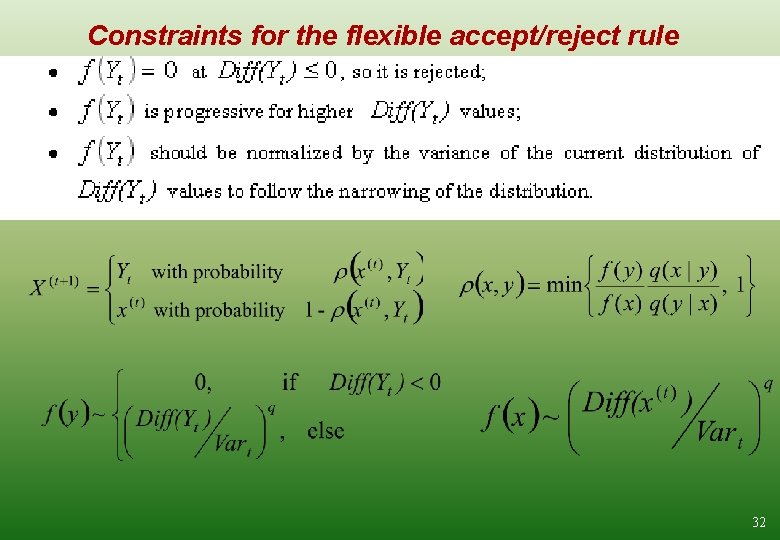 Constraints for the flexible accept/reject rule 32 