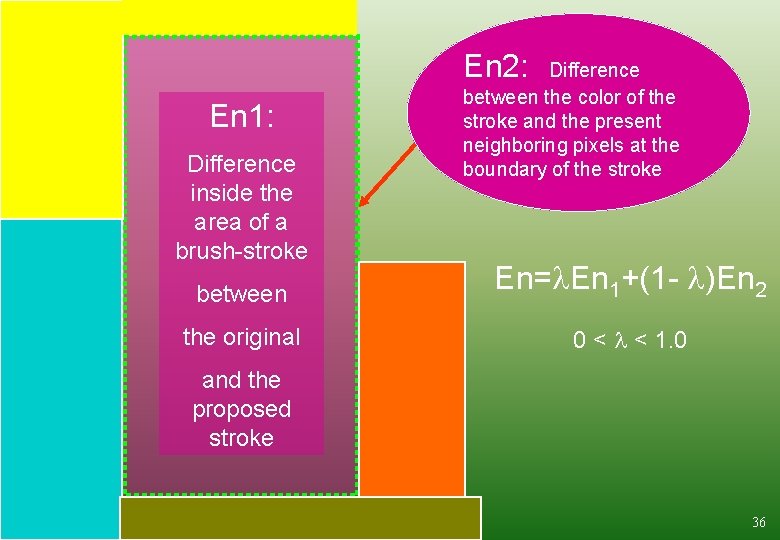 En 2: En 1: Difference inside the area of a brush-stroke Difference between the