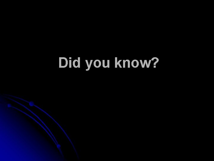 Did you know? Did you know?