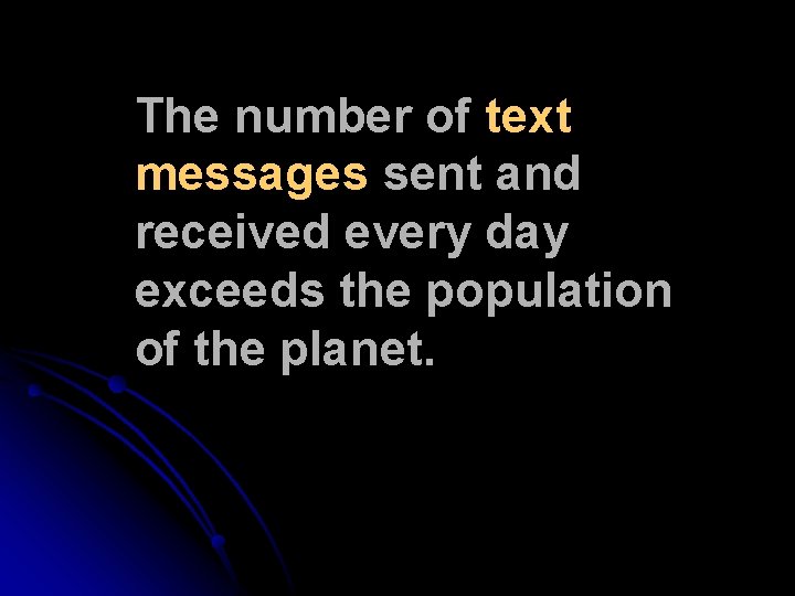 The number of text messages sent and received every day exceeds the population of The number of text messages sent and received every day exceeds the population of