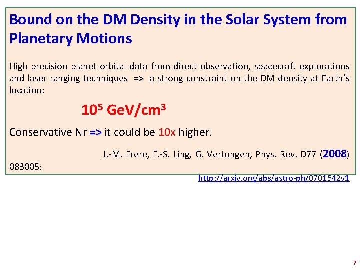 Bound on the DM Density in the Solar System from Planetary Motions High precision