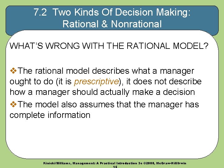 7. 2 Two Kinds Of Decision Making: Rational & Nonrational WHAT’S WRONG WITH THE