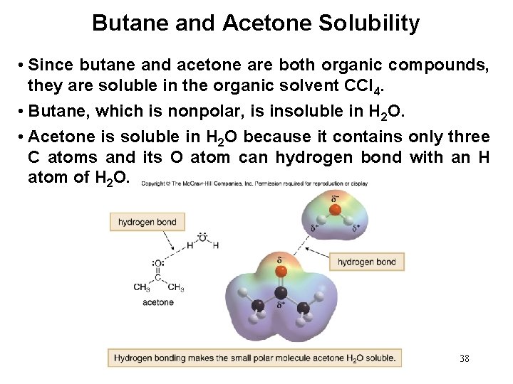 Butane and Acetone Solubility • Since butane and acetone are both organic compounds, they