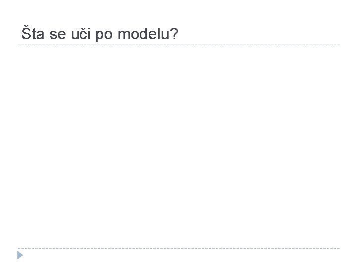 Šta se uči po modelu? 