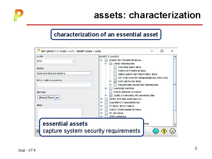 assets: characterization of an essential assets capture system security requirements tour - v 7.