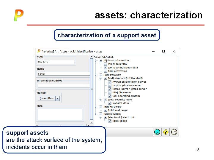 assets: characterization of a support assets are the attack surface of the system; incidents