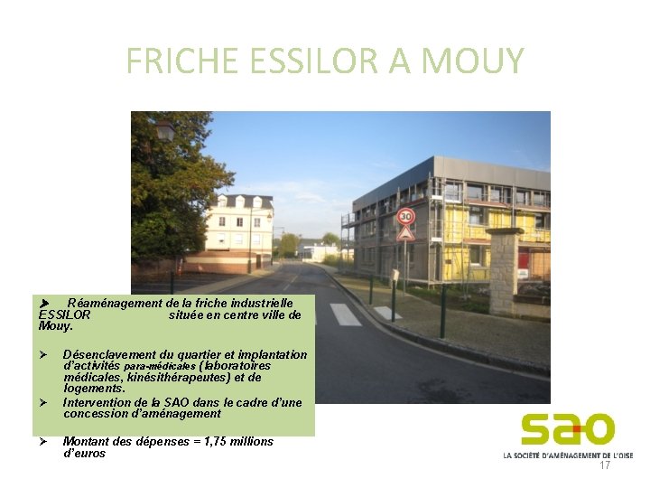 FRICHE ESSILOR A MOUY Réaménagement de la friche industrielle ESSILOR située en centre ville