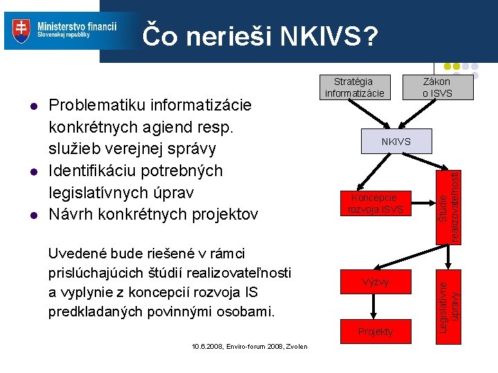 Čo nerieši NKIVS? l Uvedené bude riešené v rámci prislúchajúcich štúdií realizovateľnosti a vyplynie Čo nerieši NKIVS? l Uvedené bude riešené v rámci prislúchajúcich štúdií realizovateľnosti a vyplynie