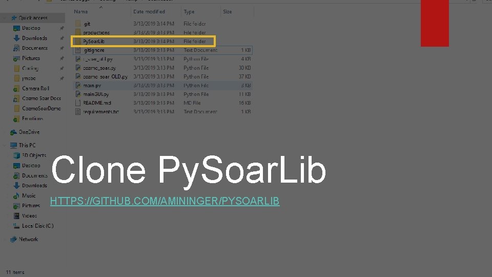 Clone Py. Soar. Lib HTTPS: //GITHUB. COM/AMININGER/PYSOARLIB 