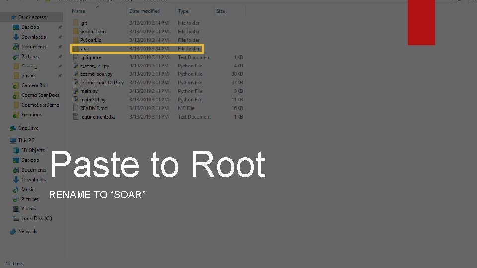 Paste to Root RENAME TO “SOAR” 