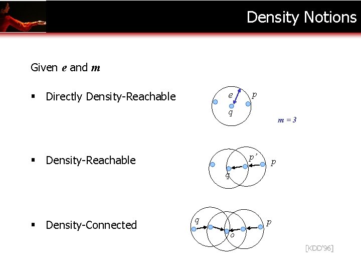 Density Notions Given e and m e § Directly Density-Reachable p q m=3 p’