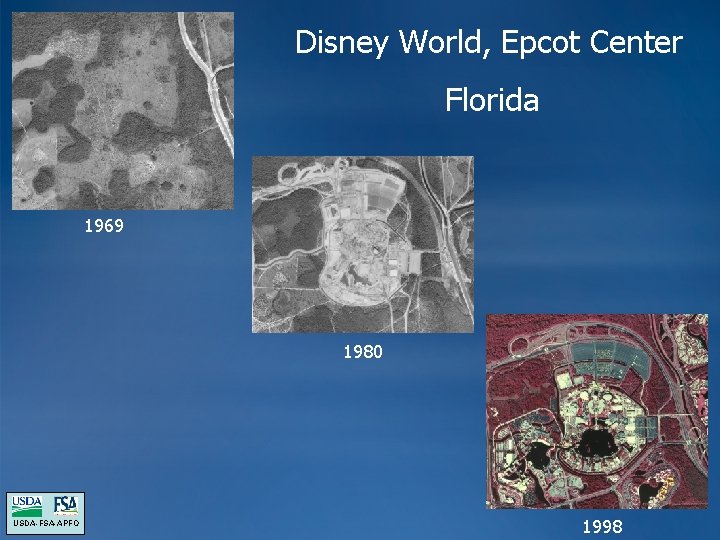 Disney World, Epcot Center Florida 1969 1980 USDA-FSA-APFO 1998 Disney World, Epcot Center Florida 1969 1980 USDA-FSA-APFO 1998