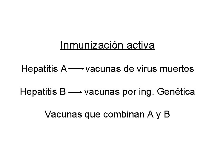 Inmunización activa Hepatitis A vacunas de virus muertos Hepatitis B vacunas por ing. Genética