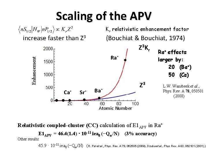 Scaling of the APV Kr relativistic enhancement factor increase faster than Z 3 (Bouchiat Scaling of the APV Kr relativistic enhancement factor increase faster than Z 3 (Bouchiat