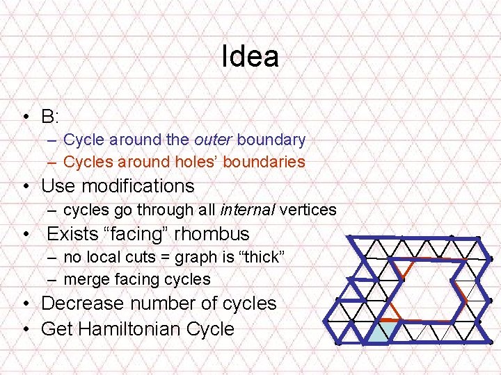Idea • B: – Cycle around the outer boundary – Cycles around holes’ boundaries