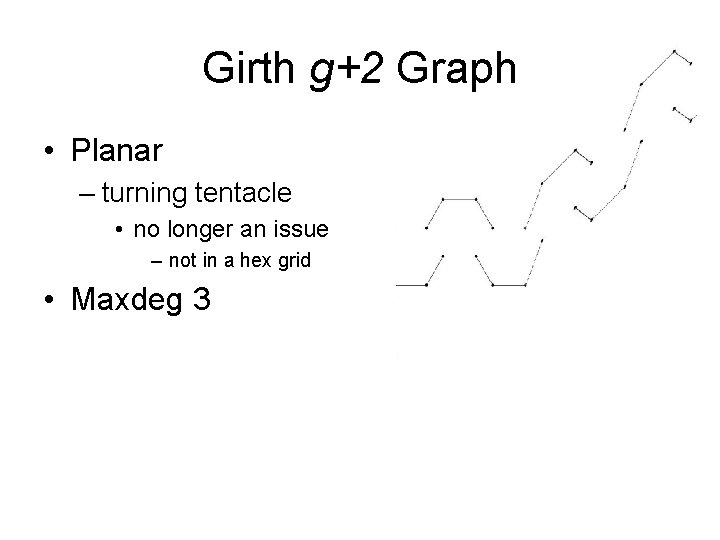 Girth g+2 Graph • Planar – turning tentacle • no longer an issue –
