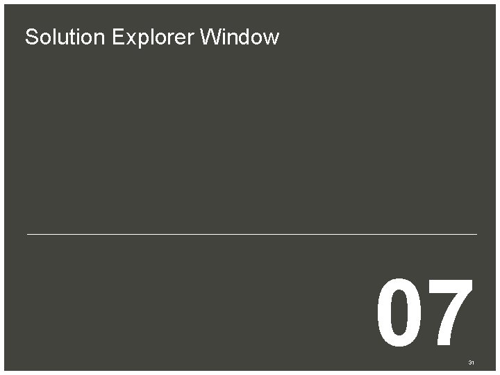 Solution Explorer Window 07 31 