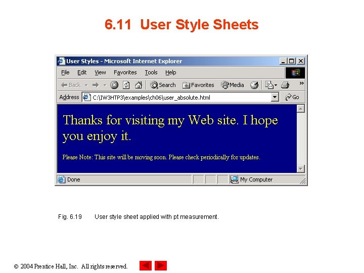 6. 11 User Style Sheets Fig. 6. 19 User style sheet applied with pt