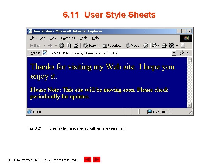 6. 11 User Style Sheets Fig. 6. 21 User style sheet applied with em