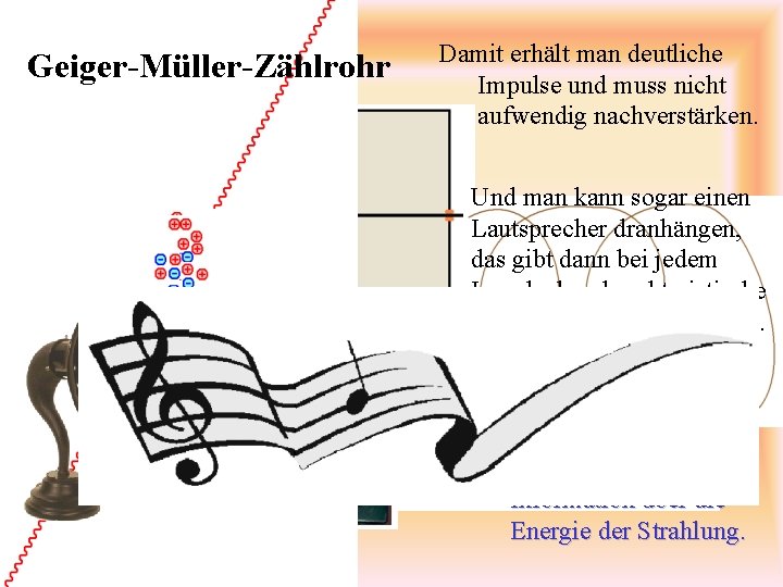 Geiger-Müller-Zählrohr Damit erhält man deutliche Impulse und muss nicht aufwendig nachverstärken. Und man kann