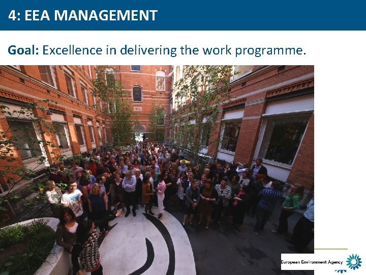 4: EEA MANAGEMENT Goal: Excellence in delivering the work programme. eea. europa. eu 