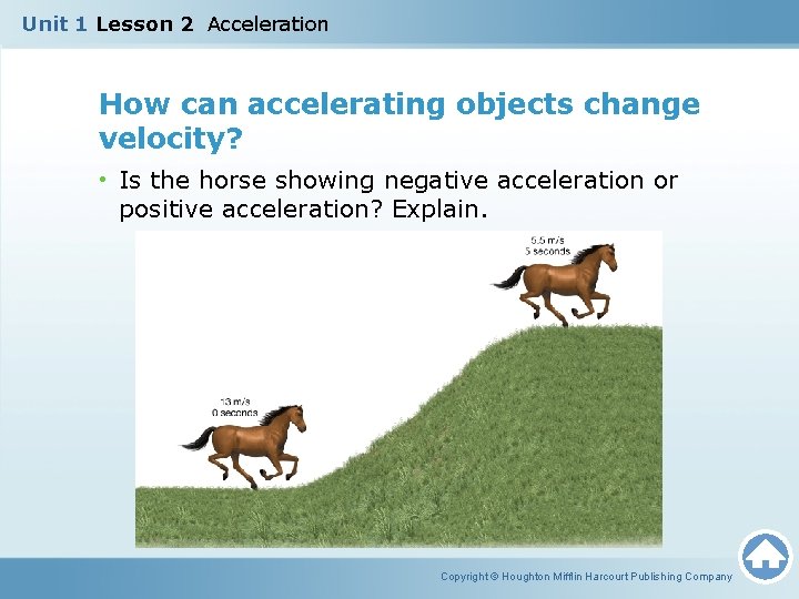 Unit 1 Lesson 2 Acceleration How can accelerating objects change velocity? • Is the