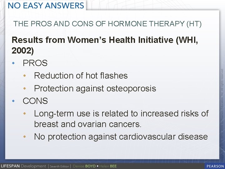 THE PROS AND CONS OF HORMONE THERAPY (HT) Results from Women’s Health Initiative (WHI,