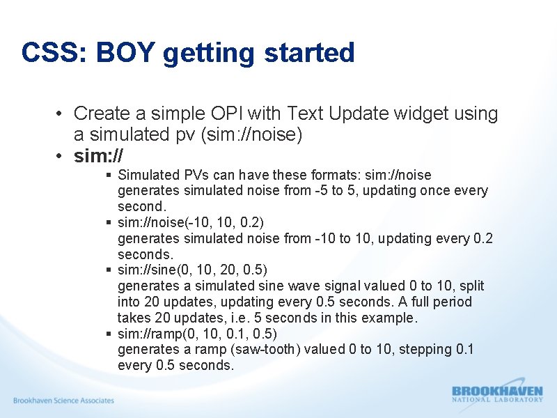 CSS: BOY getting started • Create a simple OPI with Text Update widget using
