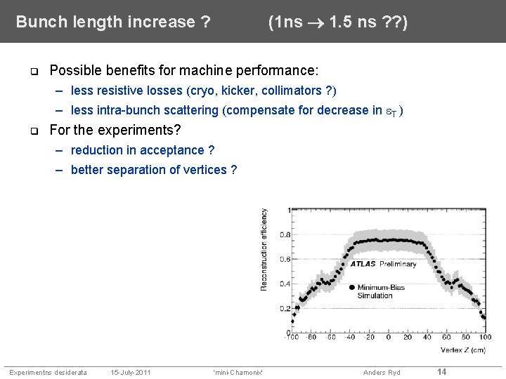 (1 ns 1. 5 ns ? ? ) Bunch length increase ? Possible benefits