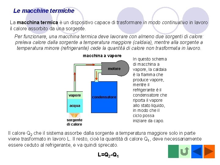 Le macchine termiche La macchina termica è un dispositivo capace di trasformare in modo