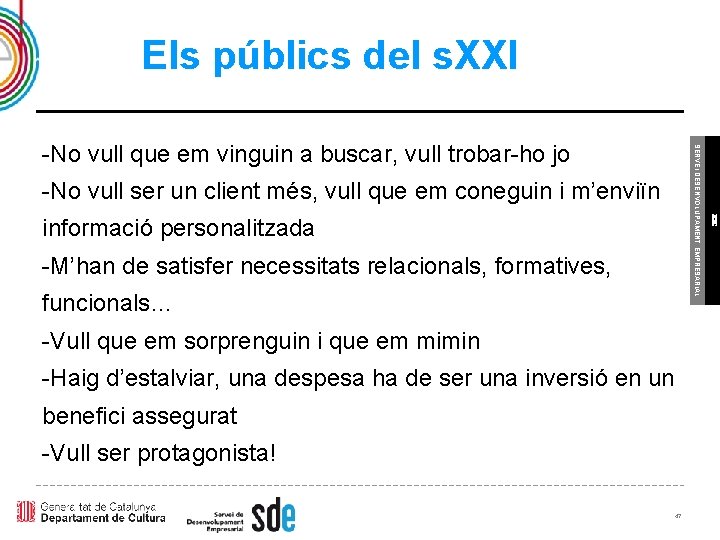 Els públics del s. XXI -No vull ser un client més, vull que em